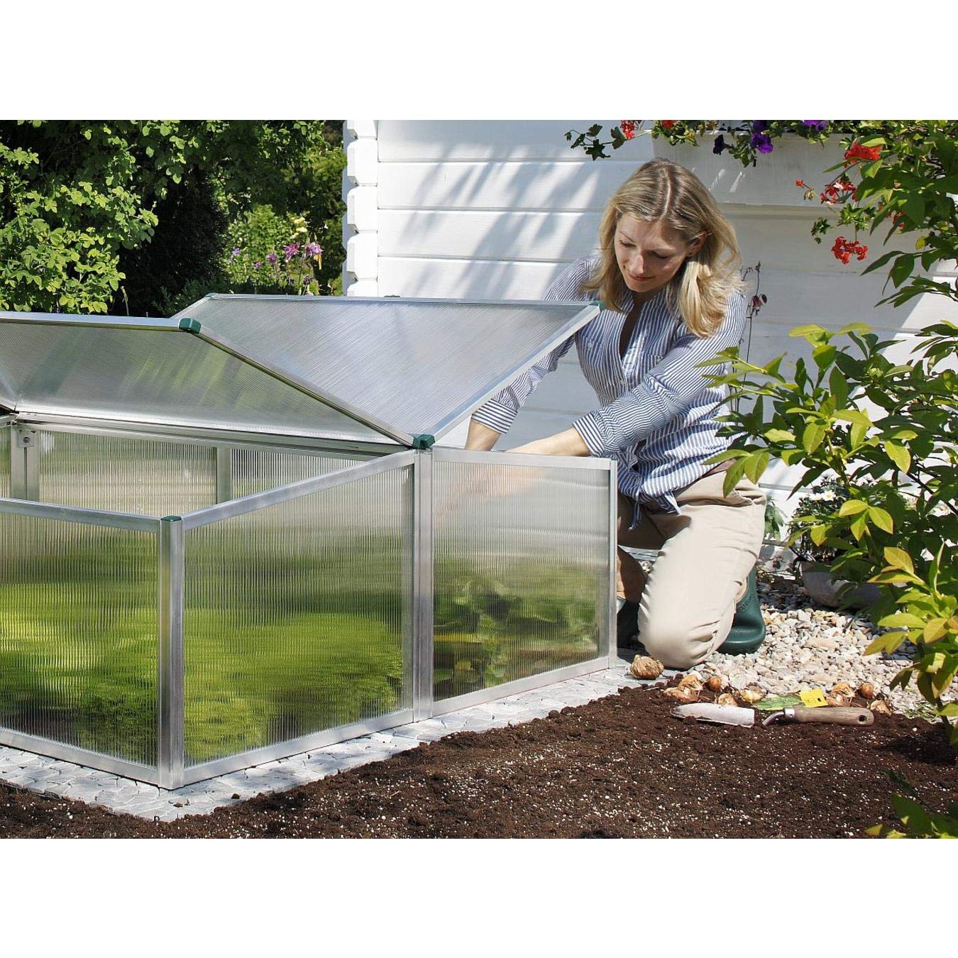 Beckmann FS2 Frühbeet Typ Allgäu Modell 2 – Extrem Stabil: Hagelfeste 6mm Platten – Made in Germany – UV-Schutz—Premium Aluminium Mini-Gewächshaus – 100x120cm