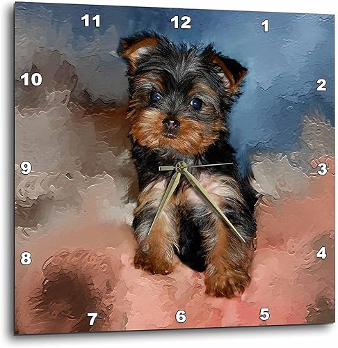 3dRose DPP_3868_3 Reloj de pared para cachorros Yorkie de juguete, 15 x 15 pulgadas