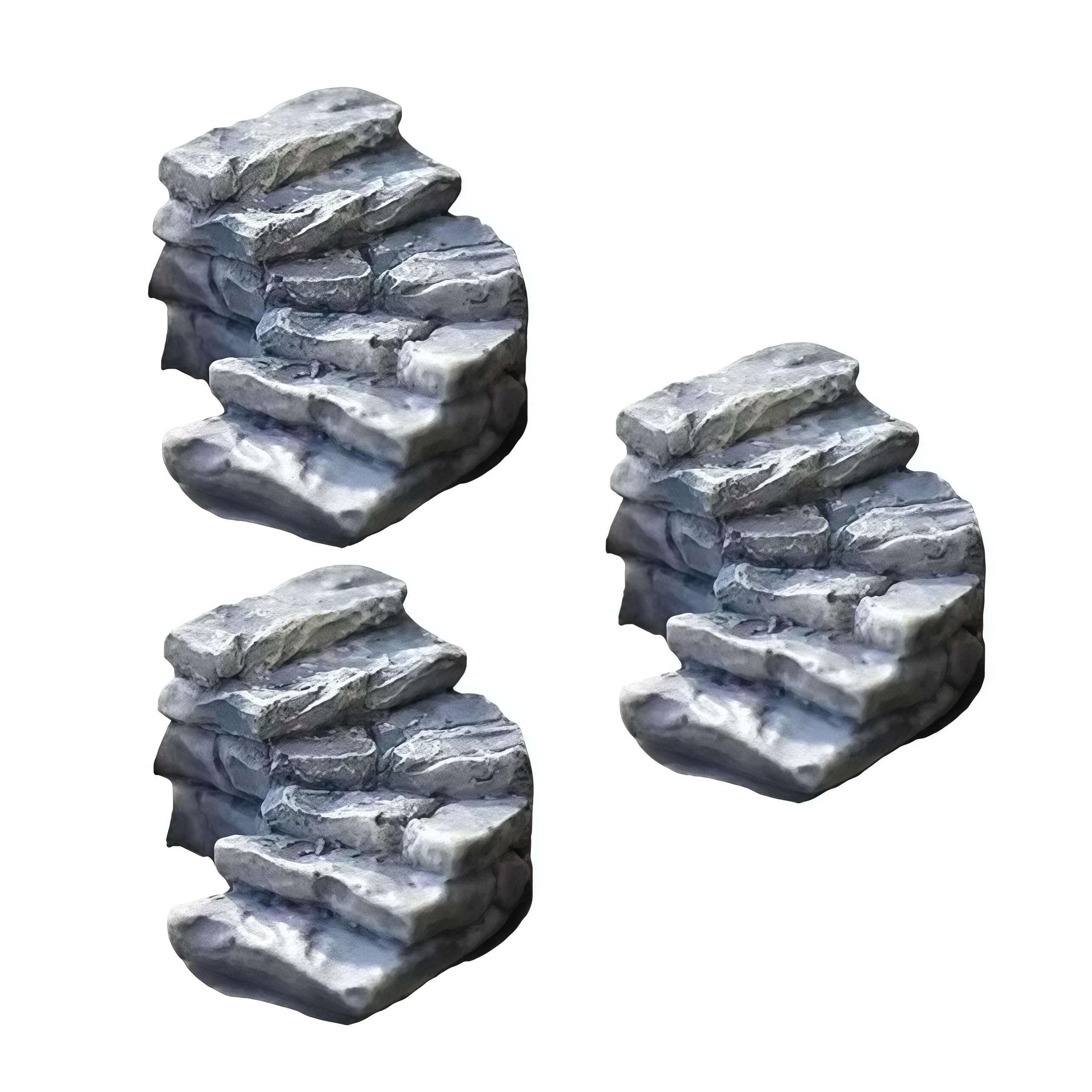 Jizian Red 3Pcs Curved Stone Steps Miniature Fairy Garden Accessories,Miniature Pond Lawn Ornament Figurines, Mini Lighthouse Water Well Bridge Figurines, Micro Landscape Ornaments For Diy Kit Statues