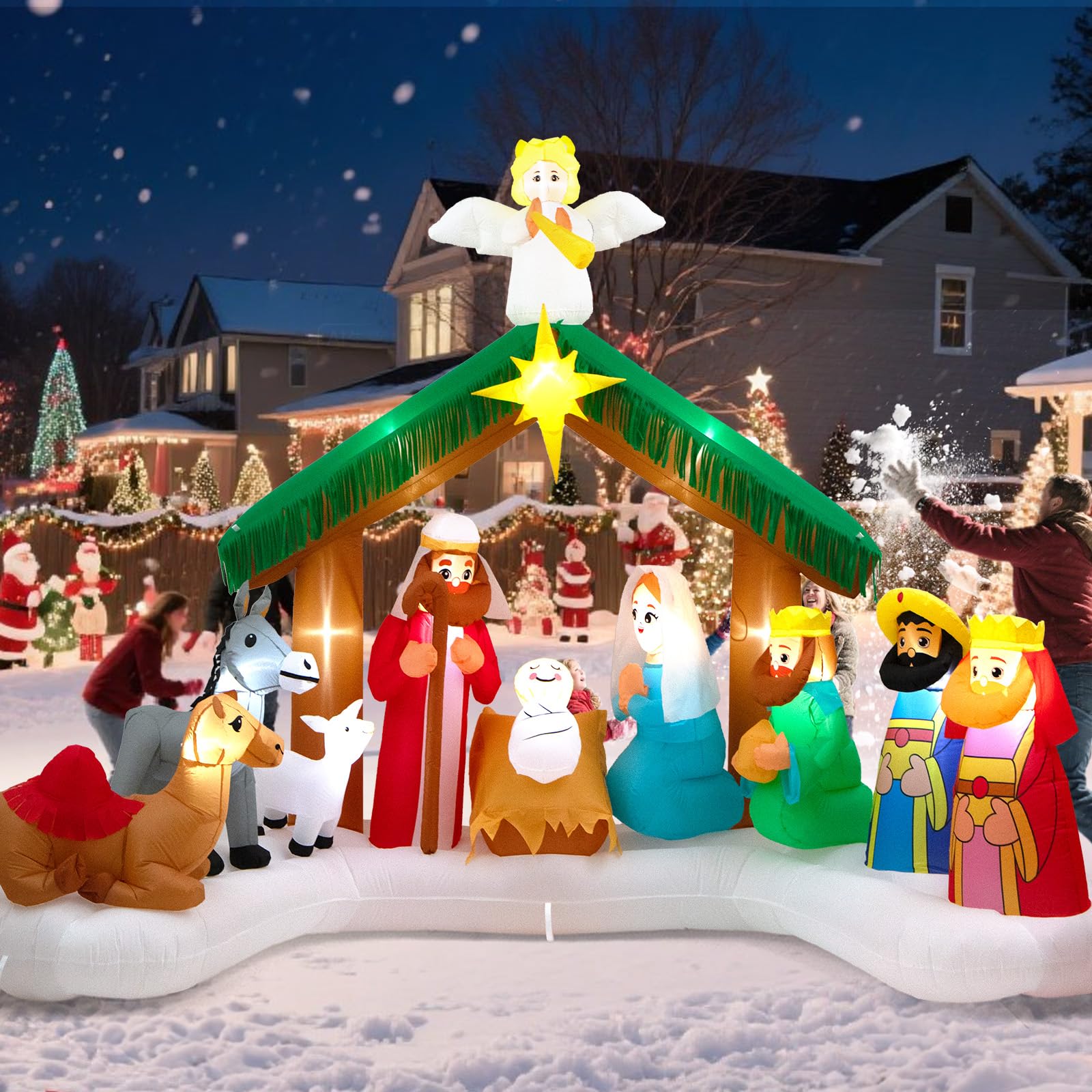 Photo 1 of 12FT Christmas Inflatable Nativity Scene: Large Outdoor Christmas Decorations, Built-in 15 LED Lights, Blow Up Jesus Nativity Set Decor, Inflatables for Party Lawn Garden Yard (12FT X 6.5FT X 9FT)