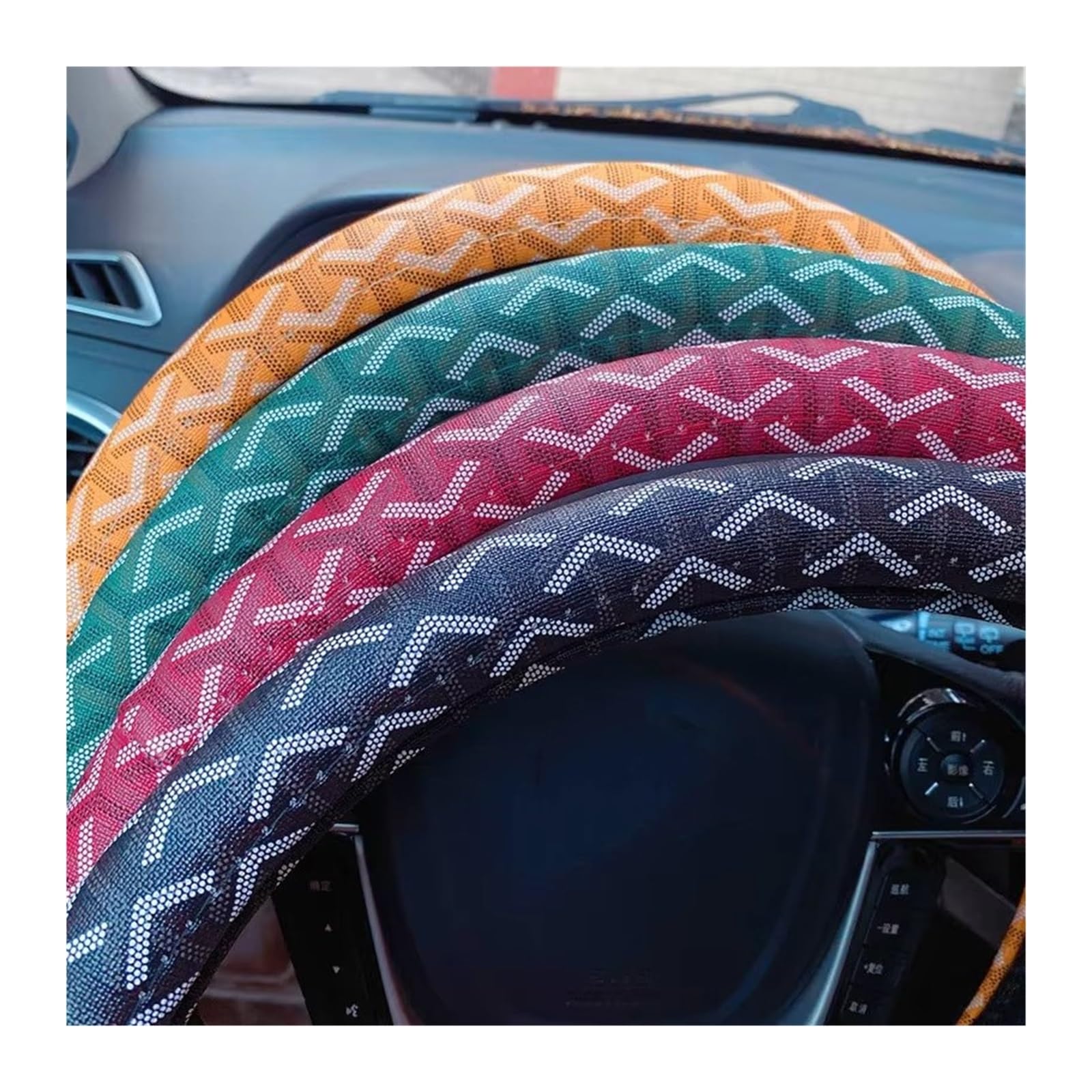 Funda de Volante Floral para presbicia, Cuatro Estaciones, Piel, Antideslizante, diámetro 37-38 cm Funda Volante Coche(Black)