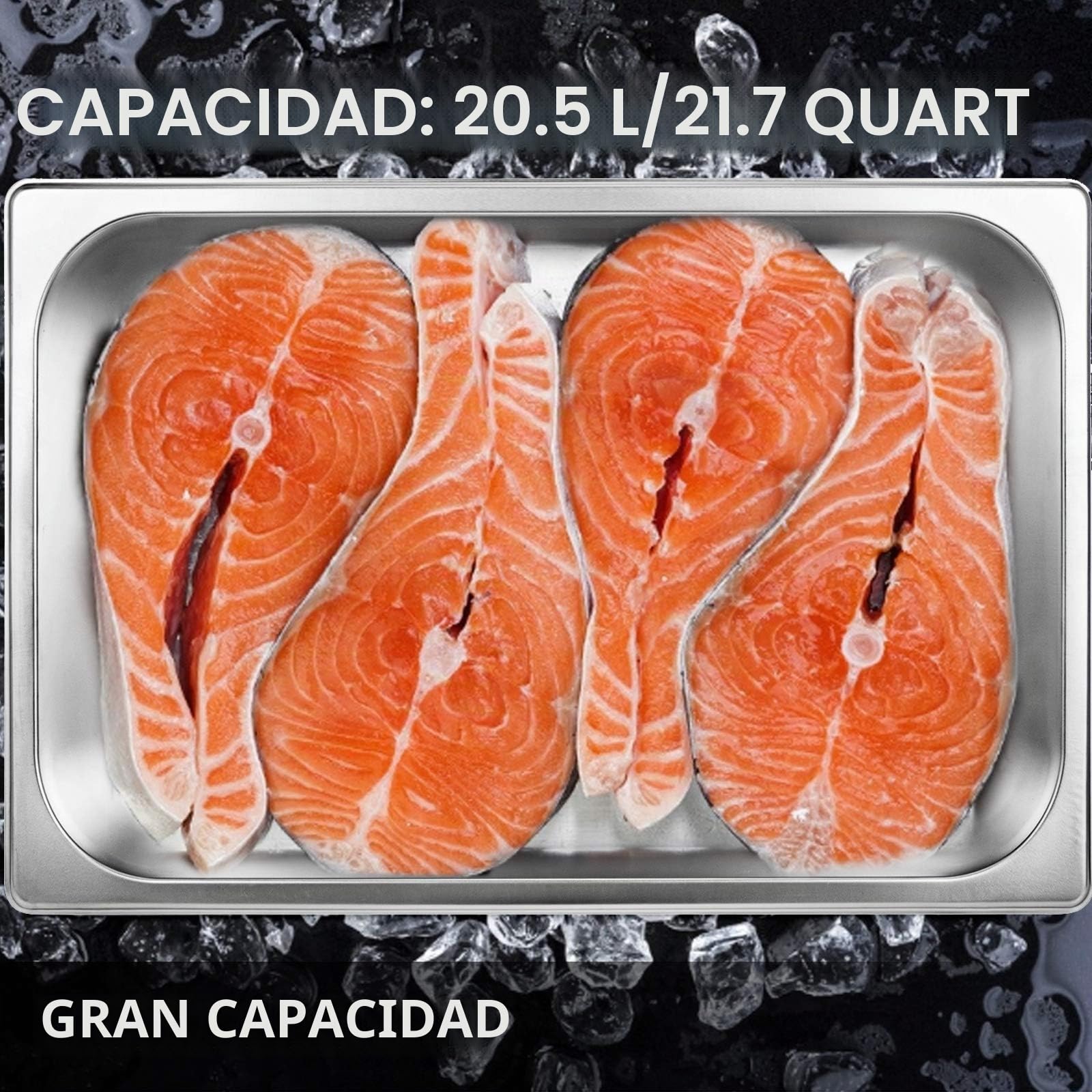 VEVOR Bandeja Rectangular de Acero Inoxidable, 50 x 30 x 15 CM, 6 Unidades Bandeja Honda Rectangular para Servir, Bandeja Profunda para Horno, Bandeja de Acero Inoxidable, Bandeja para Arroz al Vapor