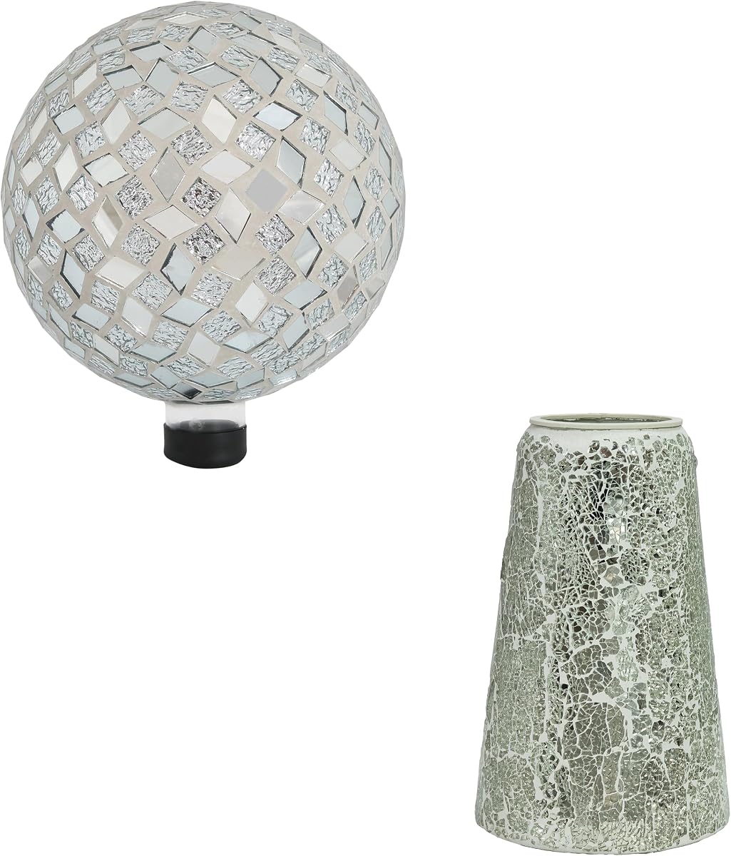 Sunnydaze Globo terráqueo y soporte de vidrio mosaico de 10" - Diamante espejado