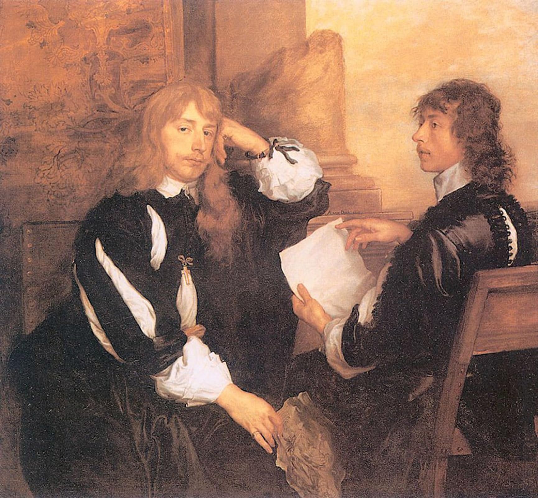 SERENDIPITP Vintage Picture Print on Canvas Wall Art Poster Thomas Killigrew and William Lord Crofts by Sir Antony Van Dyck Artwork Print Poster for Wall Decor 60x90cm