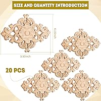 Vista 3 de 20 piezas de apliques largos de madera tallada Onlays para muebles tallados, calcomanías decorativas de tallado de madera para pared, puerta