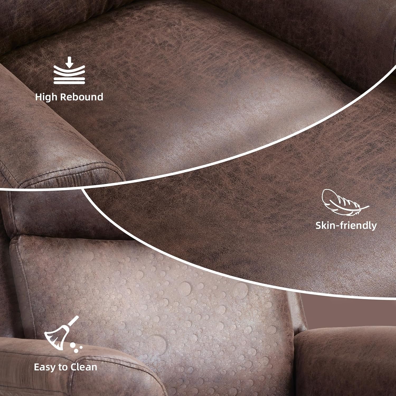 Push Back Recliner Chair, Faux Leather Lounge Armchair with Footrest, Decoration Single Sofa Accent Chair for Living Room, Bedroom, Small Spaces (1, Dark Brown)