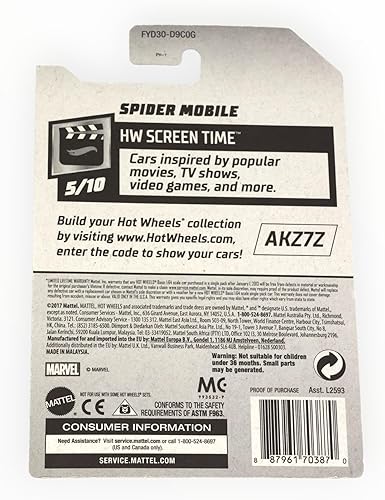 Miniatura 2 de Hot Wheels 2019 The Amazing Spider-Man Hw Tiempo de pantalla Spider-Mobile (rojoazul)