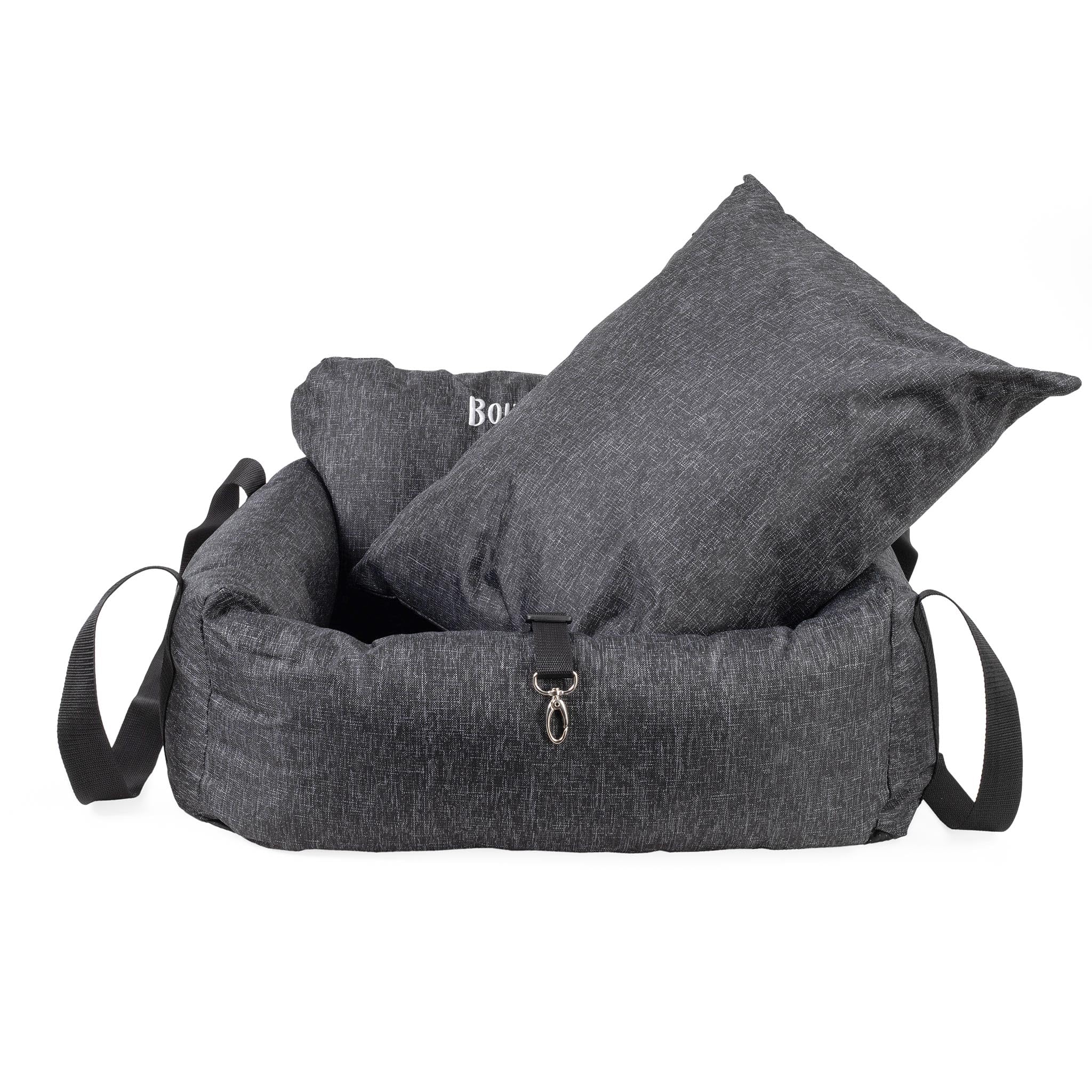 Luxuriös Auto Sitz für Hunde | Autositz für Rückbank, Vordersitz | Universal Waschbar für Hunde und Katzen | Polyester | Größe: 55 x 65 cm | Farbe: Schwarz
