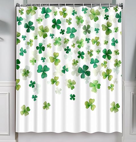 Miniatura 1 de Tieshankao Juego de cortina de ducha de trébol del día de San Patricio con 12 ganchos de 72 x 72 pulgadas