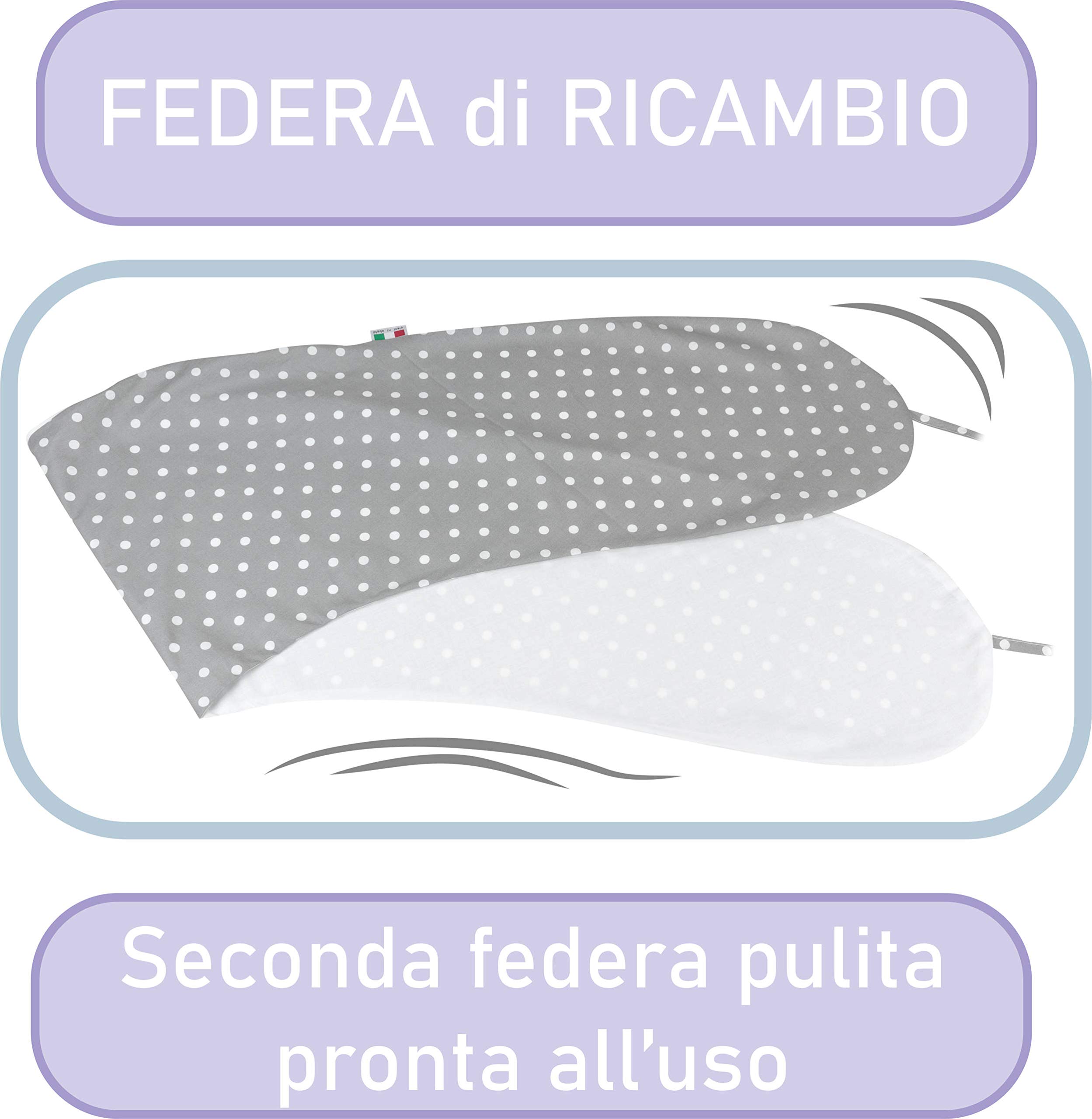 baby idea Babysanity® Cuscino Gravidanza (Interno + 2 Federe) Di Qualità' Allattamento Confortevole Per Dormire Sostegno Mamma Cotone 100% - Made In Italy - (Stella Pois Grigio Scuro)