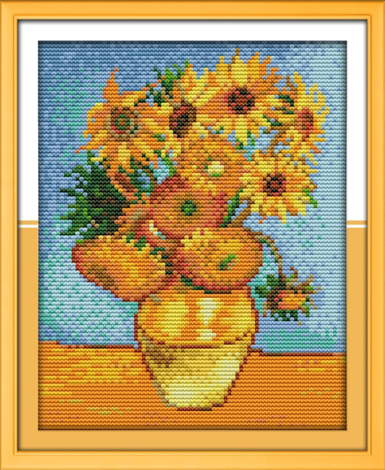 YEESAM Art Cross Stitch Kits for Adults Beginners The Sunflower Pre Printed 11ct, DIY Stamped Embroidery Starter Kit Easy Sewing Set Home Decor