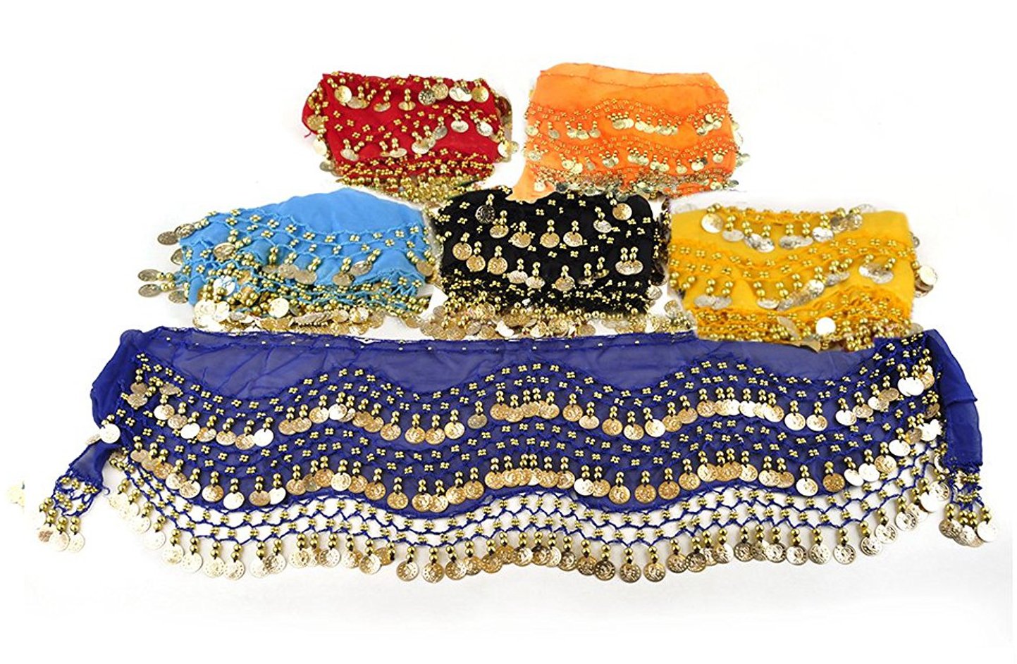 REINDEARWholesale Vogue Style Chiffon Dangling Gold Coins Belly Dance Hip Scarf