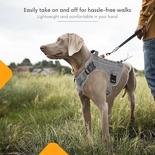 Miniatura 2 de DCSP Pets Arnés táctico para perro con asa  Juego de arnés de chaleco militar para perro, collar y correa de alta resistencia  Chaleco Molle para