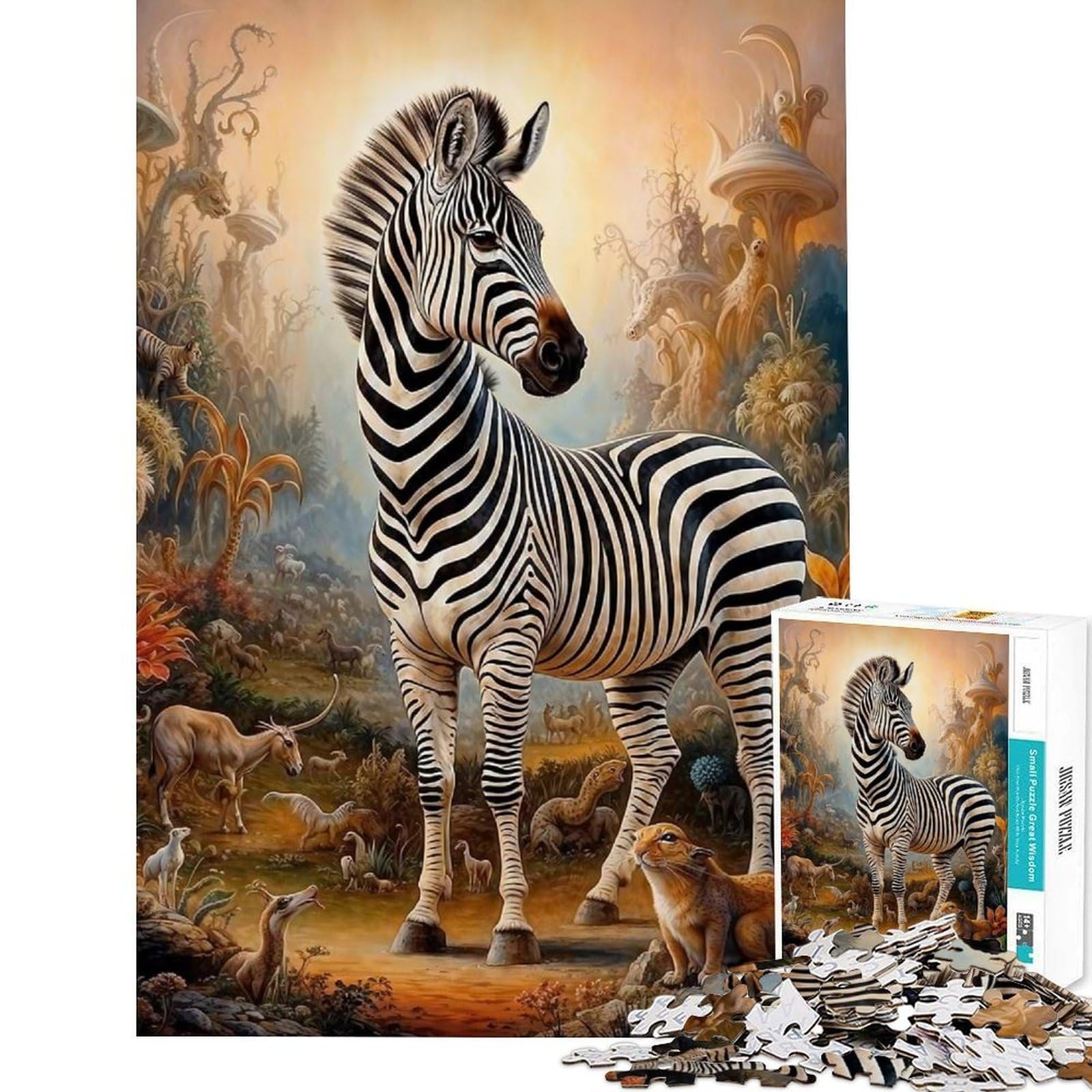 1000 Pieces Jigsaws Adults Puzzles Gifts Surreal Mystical Zebra Jigsaw Puzzle DIY Toys Perfect Decoration Educational Challenge (Size 75x50cm)
