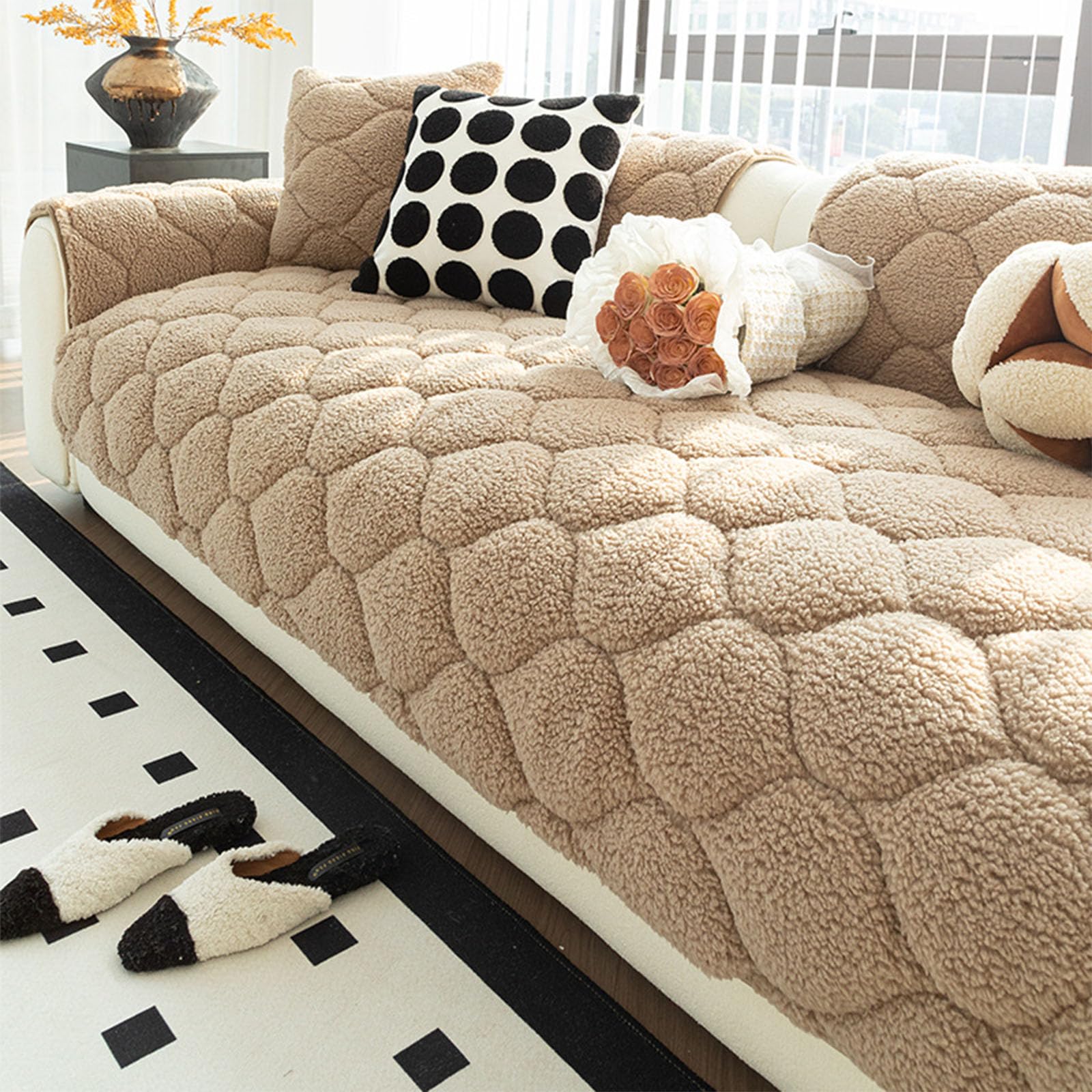 Coussin de canapé en laine d'agneau antidérapant pour protéger votre sofa