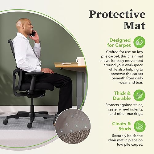 Miniatura 5 de HON Office Chair Mat for Carpet, Computer Desk Chair Mat for Carpeted Floors, Easy Glide in Office or Home with Extended Lip (36” x 48”)