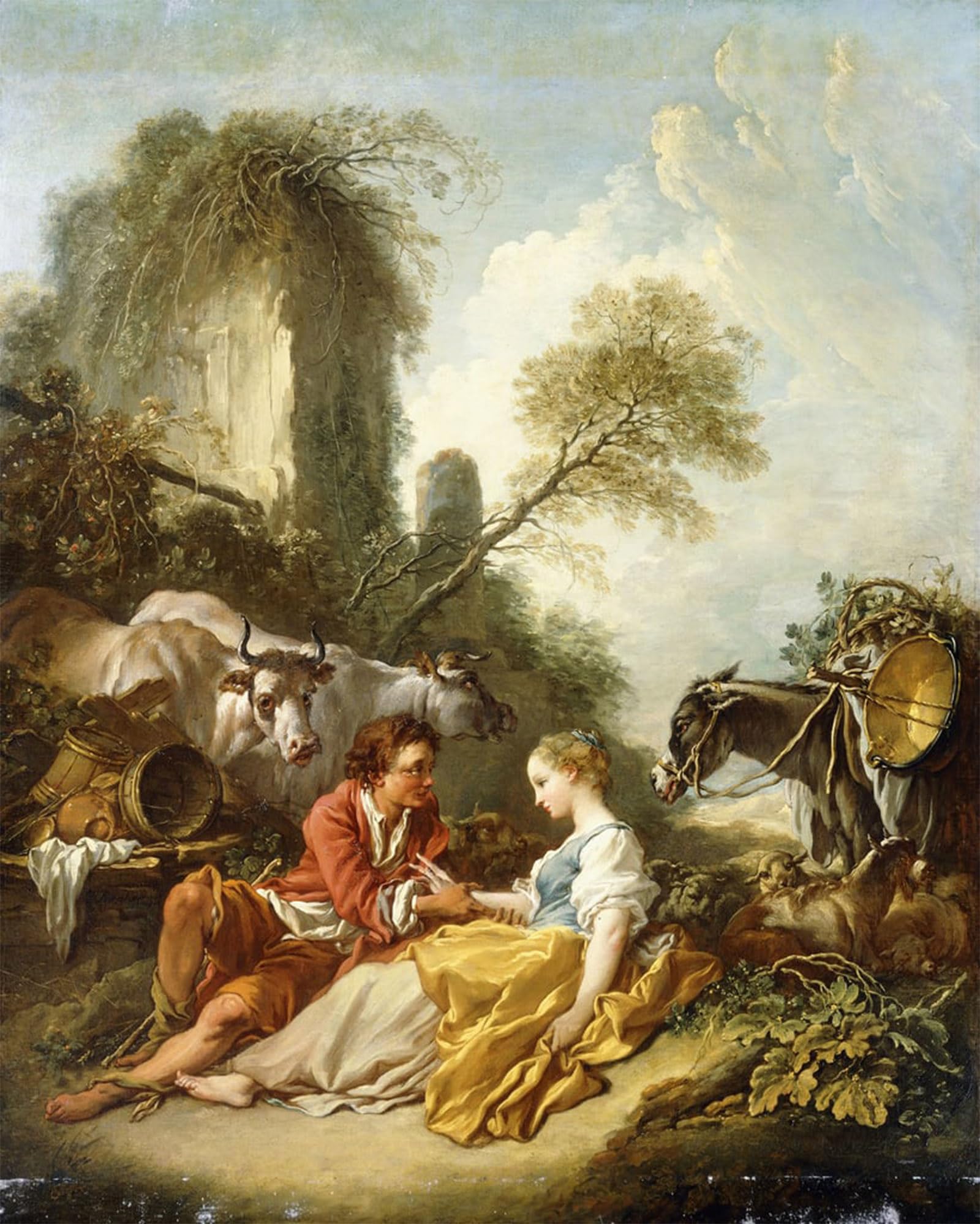 SERENDIPITP Aesthetic Poster Photo Wall Print Retro Picture A Pastoral Landscape with a Shepherd and Shepherdess seated by François Boucher Modern Wall Artwork for Home Decor 60x90cm