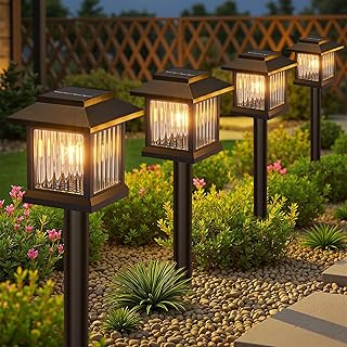 KOOPER 10 Pack Solar Pathway Lights Outdoor, Unique Solar Garden Lights Outdoor Waterproof, Bright Walkway Llights UP to 10 Hours of Lighting Decorative for Landscape Path Driveway Lawn Patio Yard