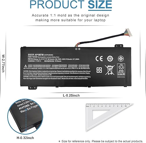 Miniatura 2 de AP18E7M AP18E8M - Batería para laptop compatible con Acer Nitro 5 AN515-54 AN517-51 Nitro 7 AN715-51 Aspire 7 A715-74G Predator Helios 300 PH315-52