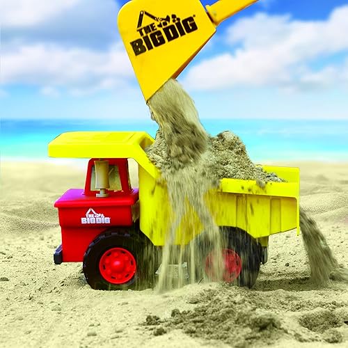 Miniatura 6 de Camión volquete | Hecho de 100% plástico reciclado | 11.25 pulgadas de largo x 6.5 pulgadas de ancho x 7.25 pulgadas de alto | Rojo y amarillo | A