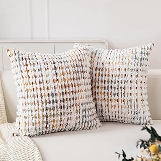 Boho Throw Pillow Covers Set of 2-18x18 Inch Farmhouse Tufted Pillow Cov...