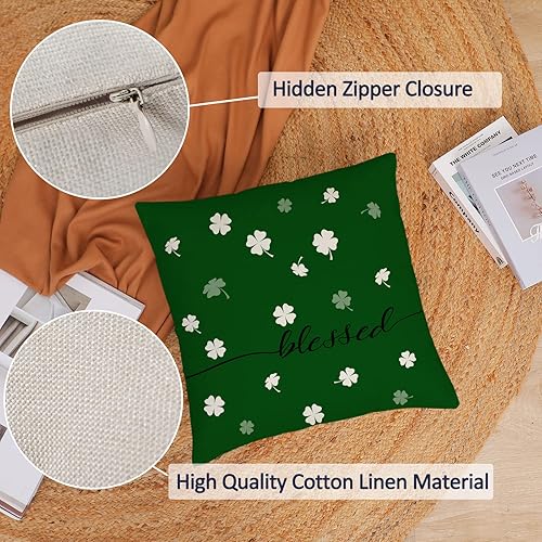 Miniatura 3 de Juego de 4 fundas de almohada para el día de San Patricio de 20 x 20 pulgadas fundas de almohada para el día de San Patricio trébol de la suerte
