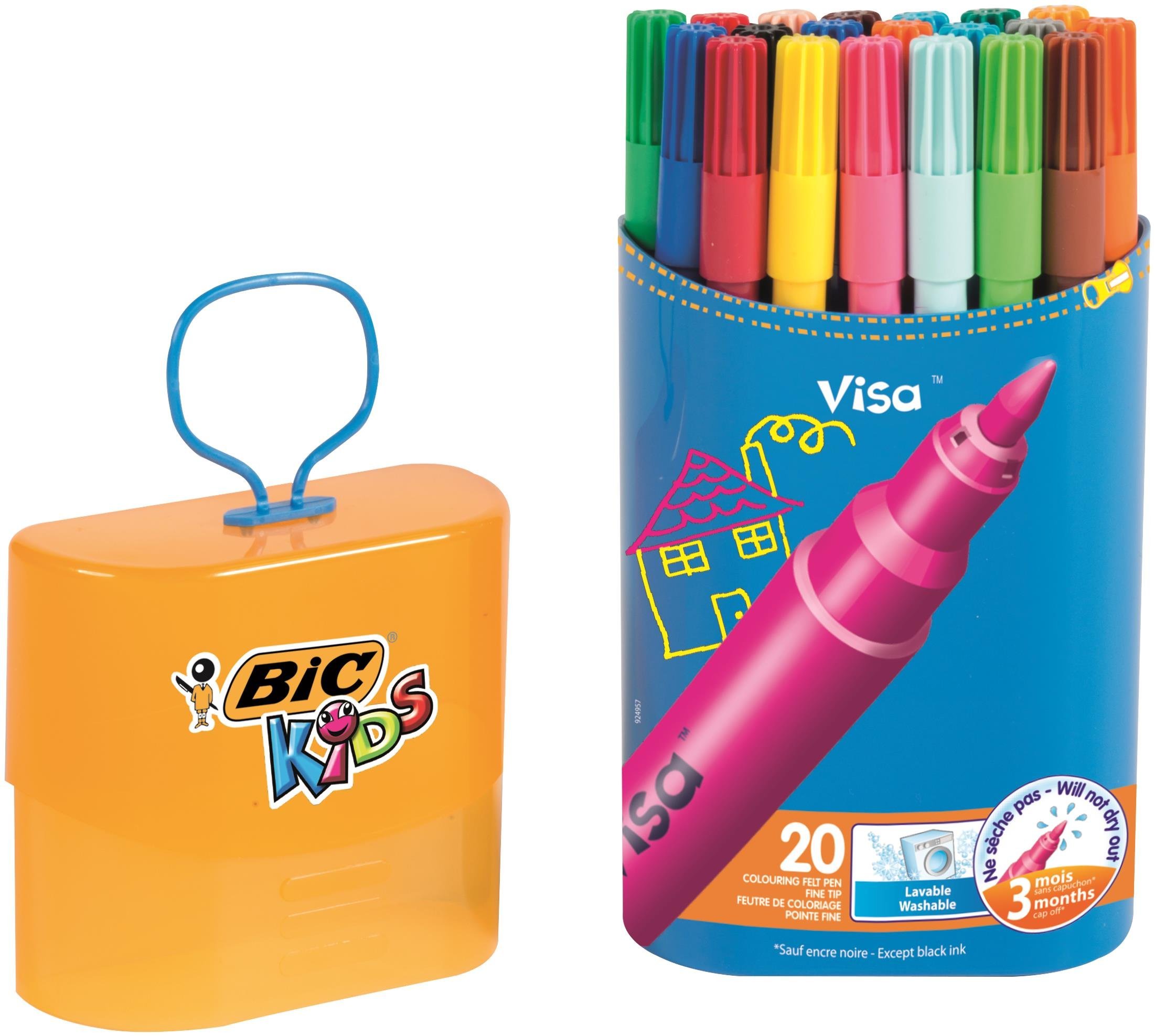 Kids Visa Fine Felt Tip Pens, Perfect To Create Intensely Colourful Artwork, Durable Case of 20