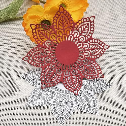 Miniatura 3 de Rejillas de ventana redondas de metal troqueladas, plantillas de corte de marco de encaje de flores de primavera, plantillas cortadas para tarjetas