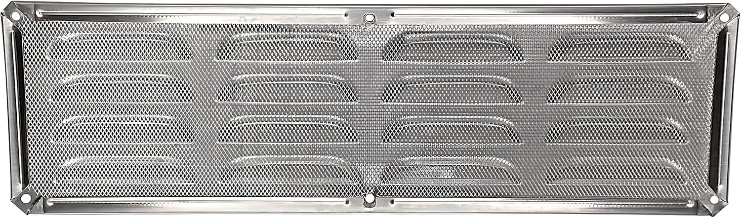Stainless Steel BBQ Grill Air Vent with Screen - Outdoor Kitchen - Fire Pit or Smoker Shed Venting Cover 15" by 4-1/2"