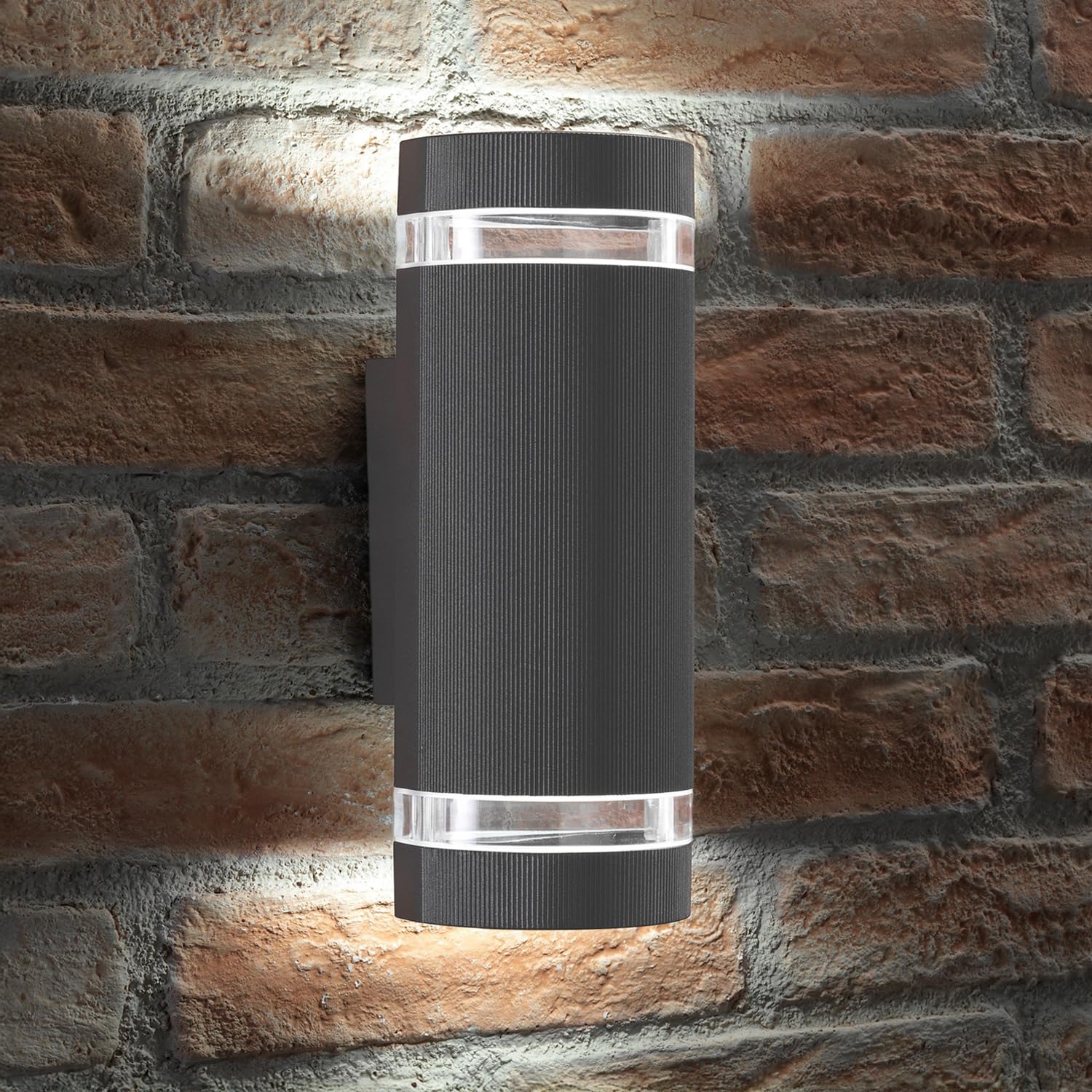 Auraglow  Large Outdoor Double Up & Down Wall LightEltonAnthraciteCool White from B&Q