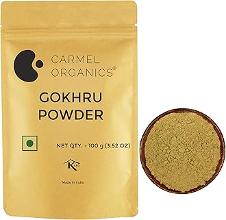 CARMEL ORGANICS Gokhru/Gokshura/Tribulus Terrestris Powder 100 Gram, Boost Strength & Stamina Naturally | Non GMO | No Added Preservative or Additives | Palleru/Nerunjil Powder