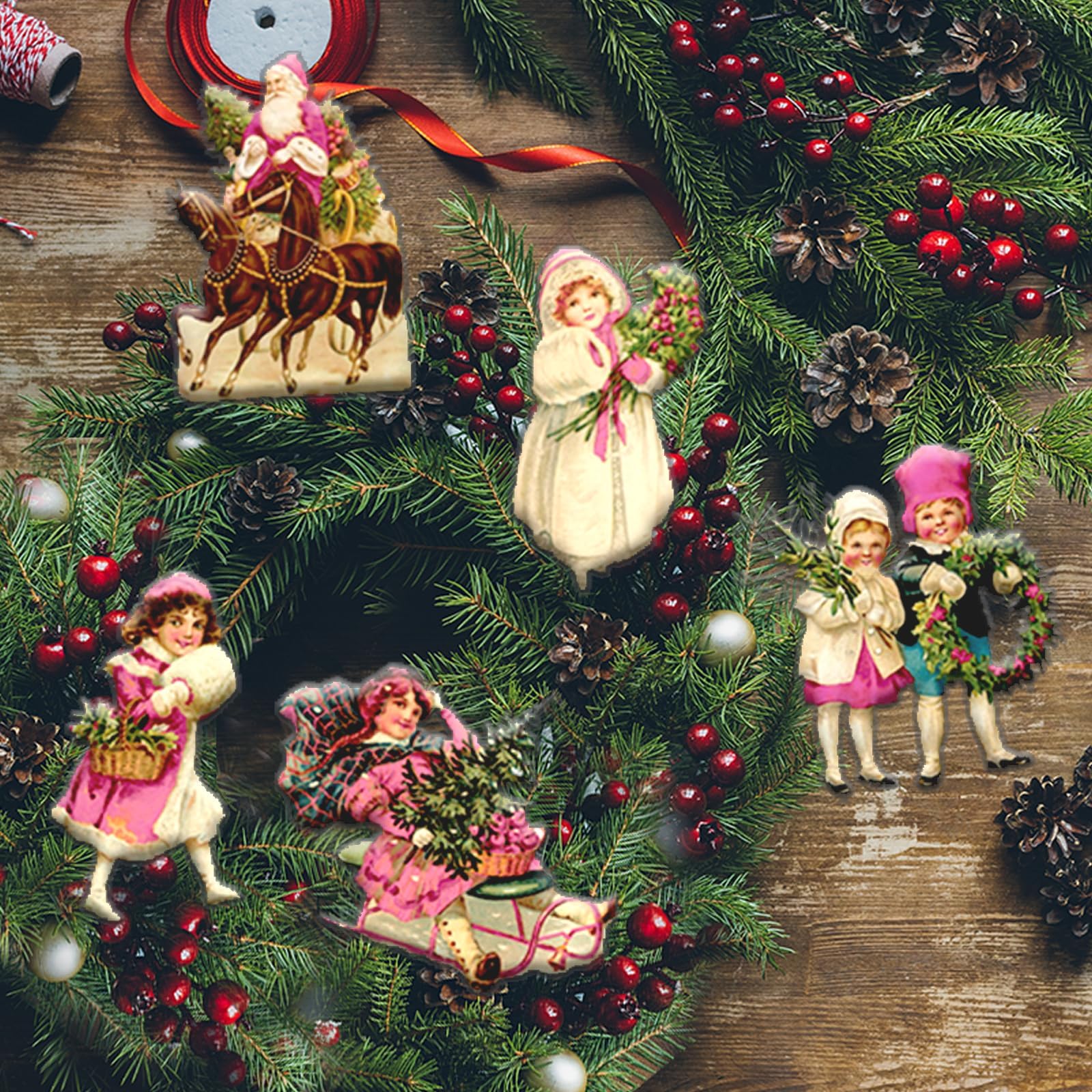 Lot N°2 De Décorations De Noël Vintage - Ornements Anciens Pour Sapin, Occasion