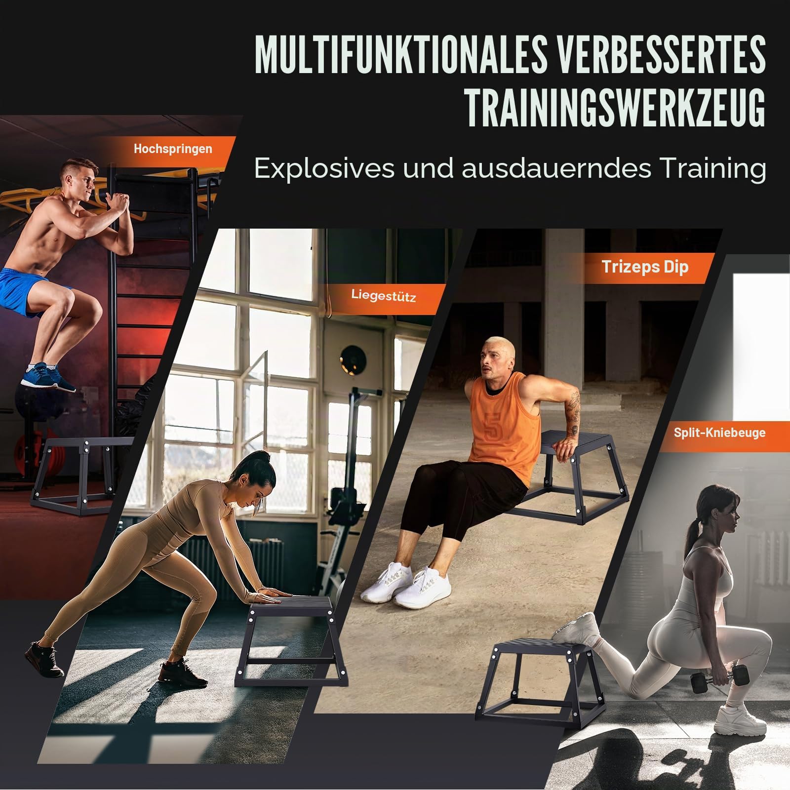 VEVOR 4-teilige Plyometrische Sprungboxen, 305/458/609/762 mm Plyometric Box