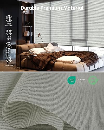 Miniatura 109 de Yoolax Persianas motorizadas con control remoto, persianas inteligentes opacas para ventanas, persianas enrollables motorizadas, persianas Tela