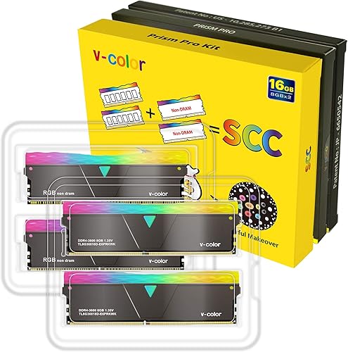 Miniatura 6 de v-Color Prism Pro RGB DDR4 16GB (2x8GB+2x0GB) 3600MHz (PC4-28800) RAM con kit de llenado RGB Módulo de memoria para juegos de escritorio Ram -SCC