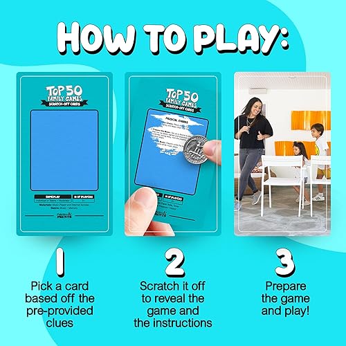 Miniatura 6 de Los 50 mejores juegos para niños, adolescentes y adultos Diversión reutilizable 50 en 1 para rascar Juegos de cartas para familias Genial,