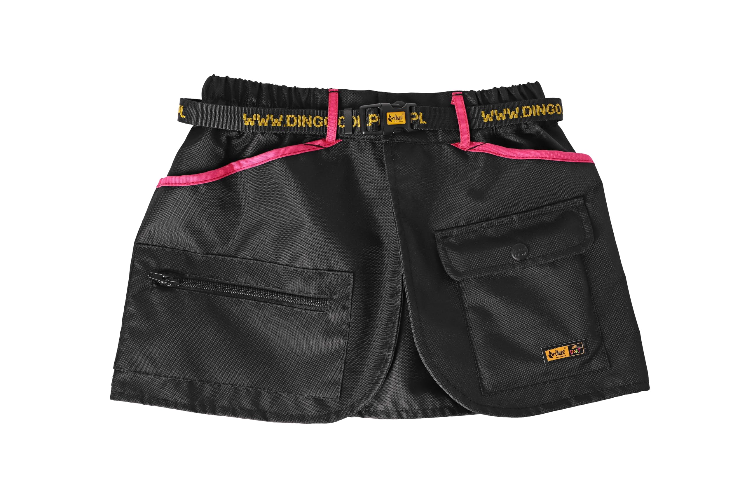 Dingo Waldemar Rutkowski Dog Trainer Belt with Four Practical Pockets, Adjustable Waist Strap, Waterproof, Black with Pink Trim – Size XL (16482)