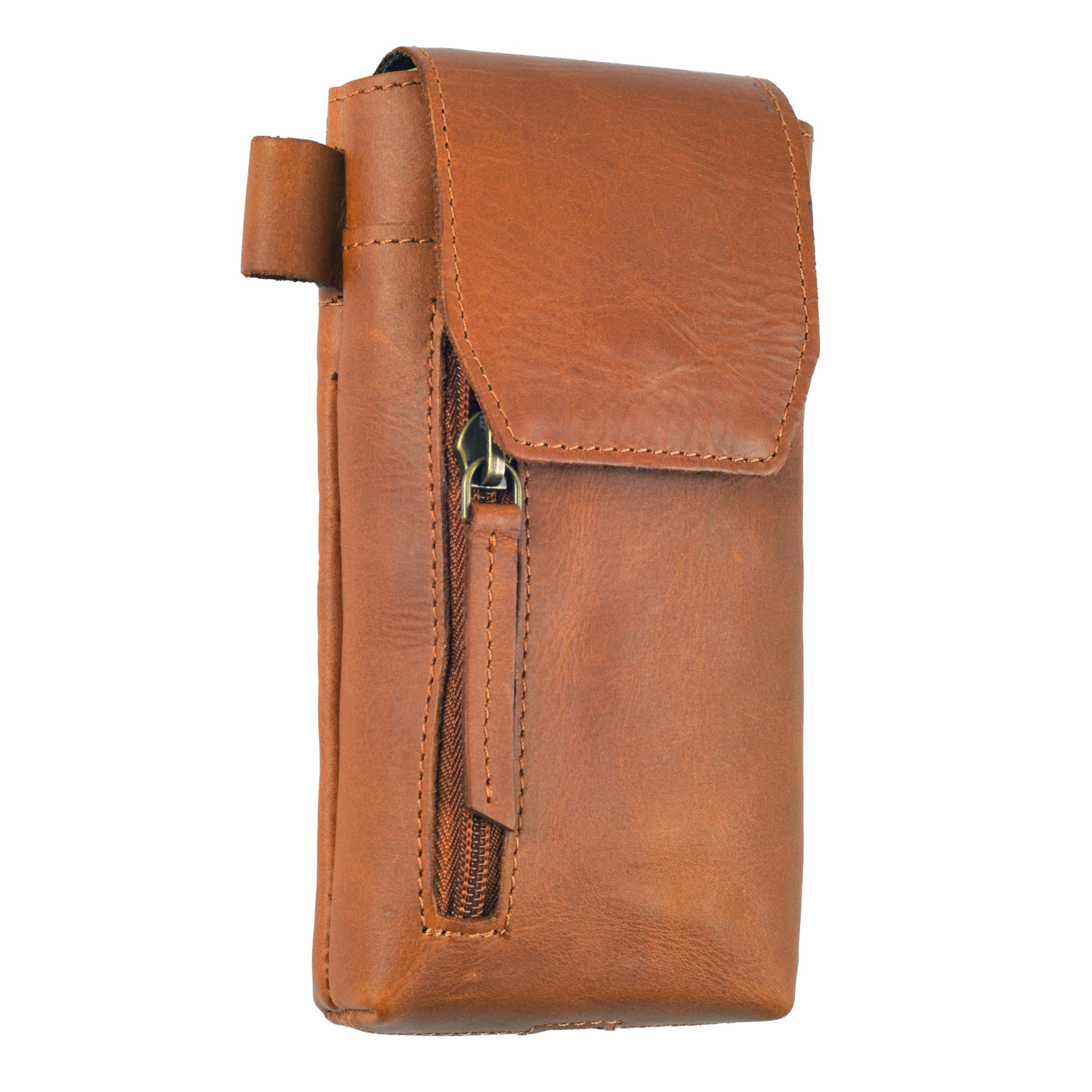 VDS Fondina mobile in vera pelle di bufalo pieno fiore con clip da cintura 17,8 cm H x 8,9 cm W | Custodia universale verticale per telefono con chiusura magnetica e passante per cintura | Si adatta