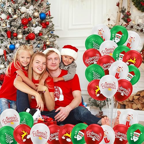Miniatura 4 de Grevosea 30 globos de Navidad globos de látex para fiestas de Navidad árbol de Navidad Papá Noel alce para Año Nuevo suministros de decoración de