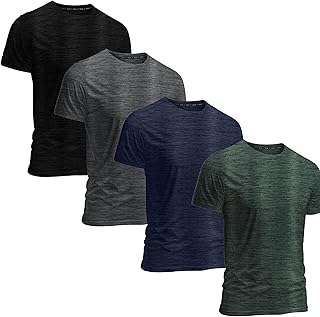 Men's Athletic Workout T-Shirts (Dry Fit, 4-Pack) Moisture Wicking Performance Activewear Gym, Yoga, & Running Tees