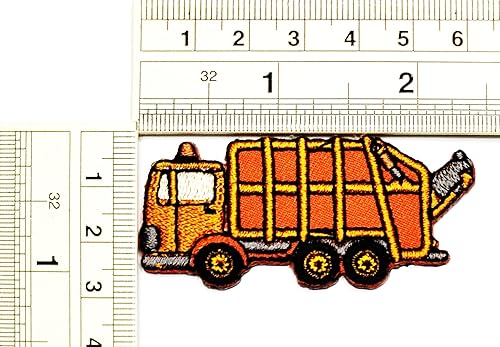 Miniatura 3 de Umama Juego de 2 mini parches para manualidades, camiones de basura, retroexcavadora amarilla, excavadora, parche de dibujos animados, bordado para
