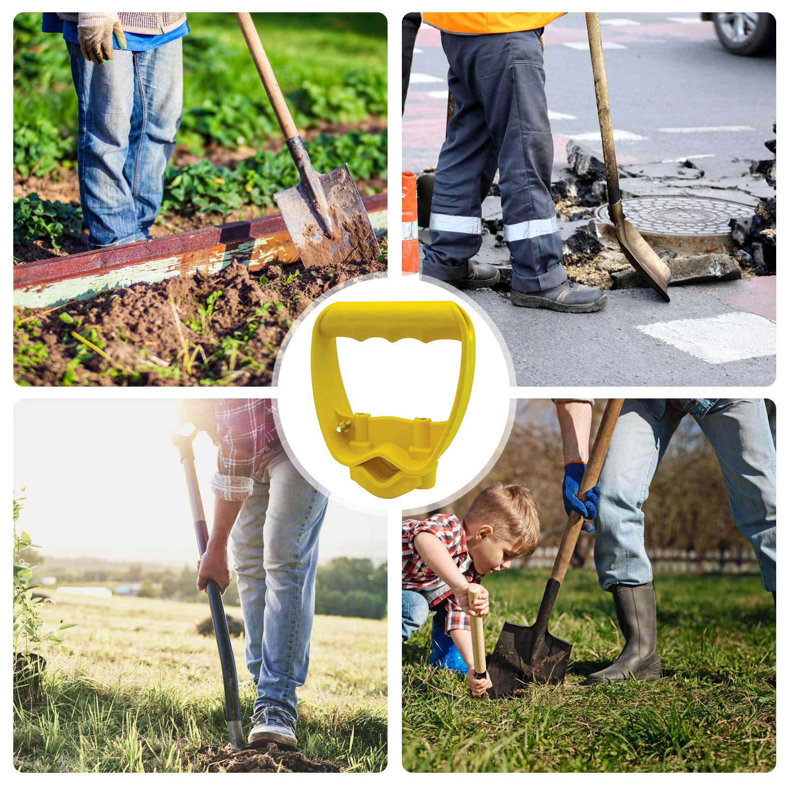 QMQJIA High Strength Back Saving Loop Handle Attachment Fit for Gardening Tool with Antislip Surfaces and Lightweight Structure