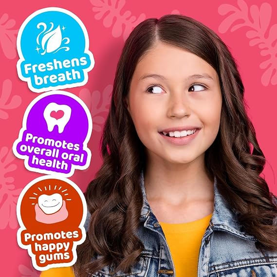 GuruNanda Kids Oil Pulling, Alcohol-Free Mouthwash, Essential Oils & Vitamins for Fresh Breath & Happy Gums for Ages 6 & up, Natural Bubble Berry, 8 Oz