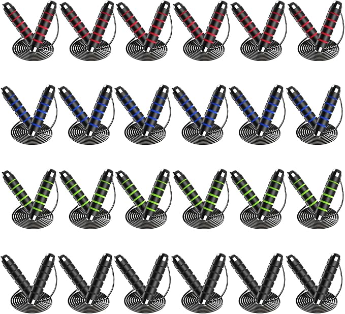 24 Pack Jump Ropes, Tangle-Free Speed Jumping Ropes with Foam Handles for Women