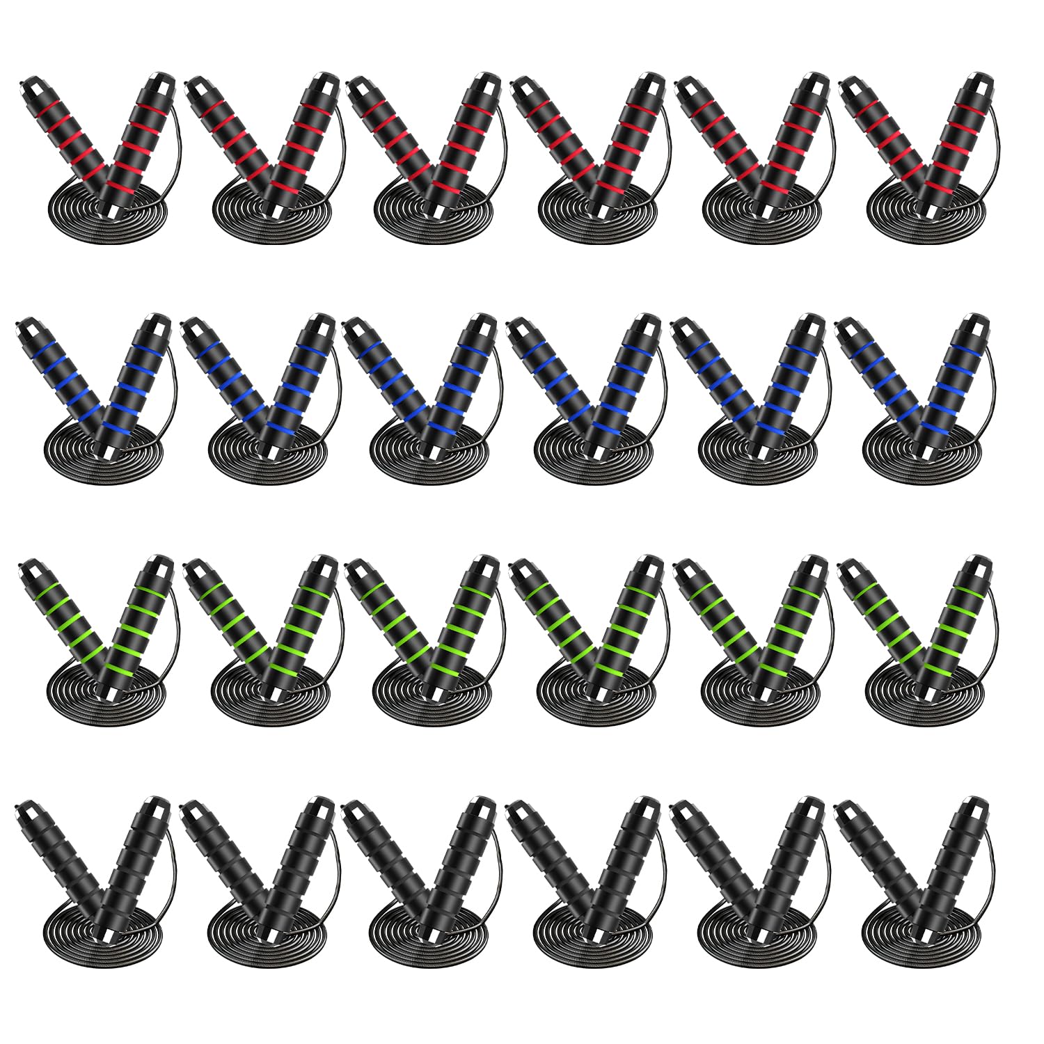 24 Pack Jump Ropes, Tangle-Free Speed Jumping Ropes with Foam Handles for Women Men, Adjustable Skipping Ropes for Fitness Workout Slim Body