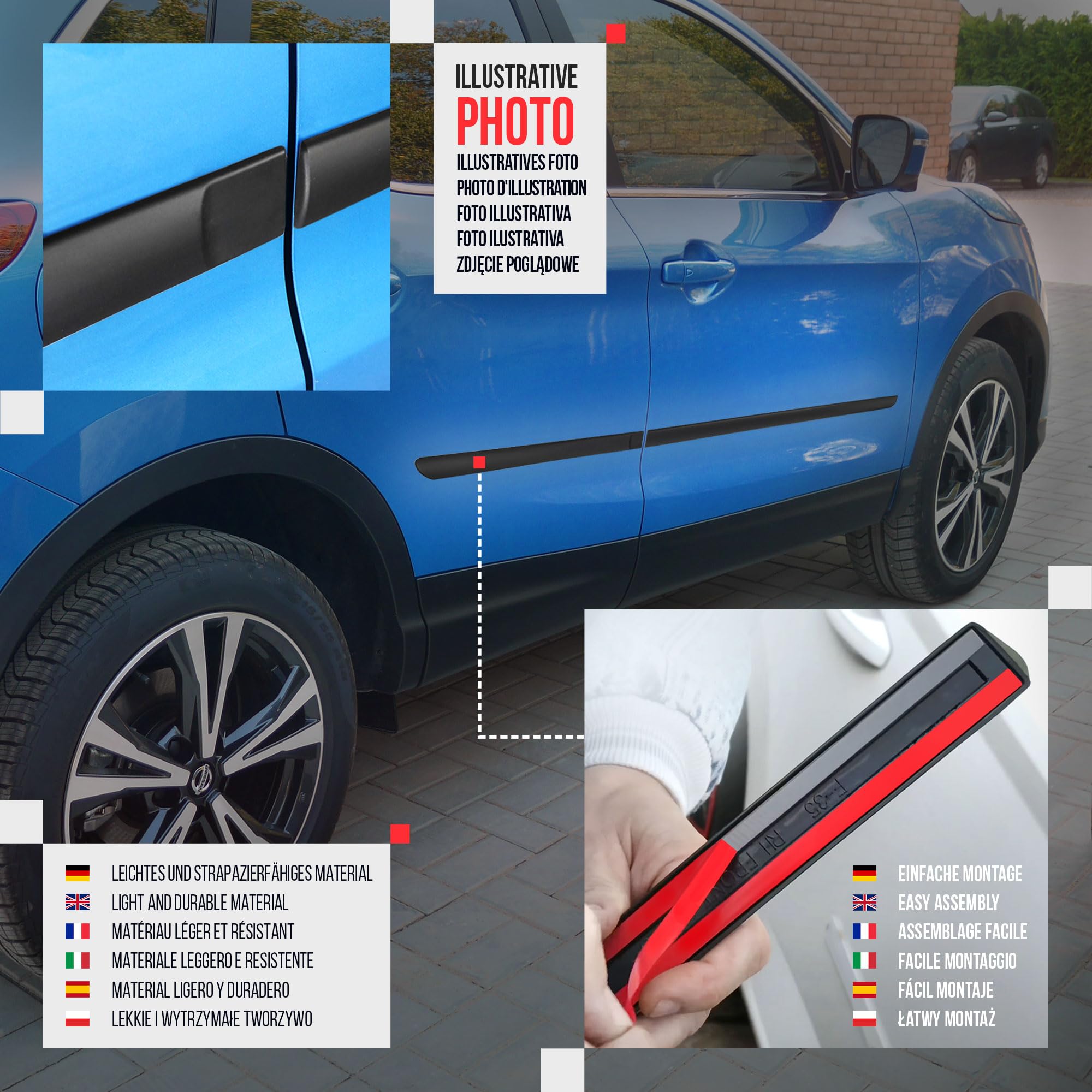 CHROMEMASTER | Modanature Laterali | Compatibile con Toyota Auris 5 Porte Hatchback 2013-2015 | Plastica Le Modanature Laterali Proteggono la Vernice Della Portiera Dell'auto da Graffi e Danni