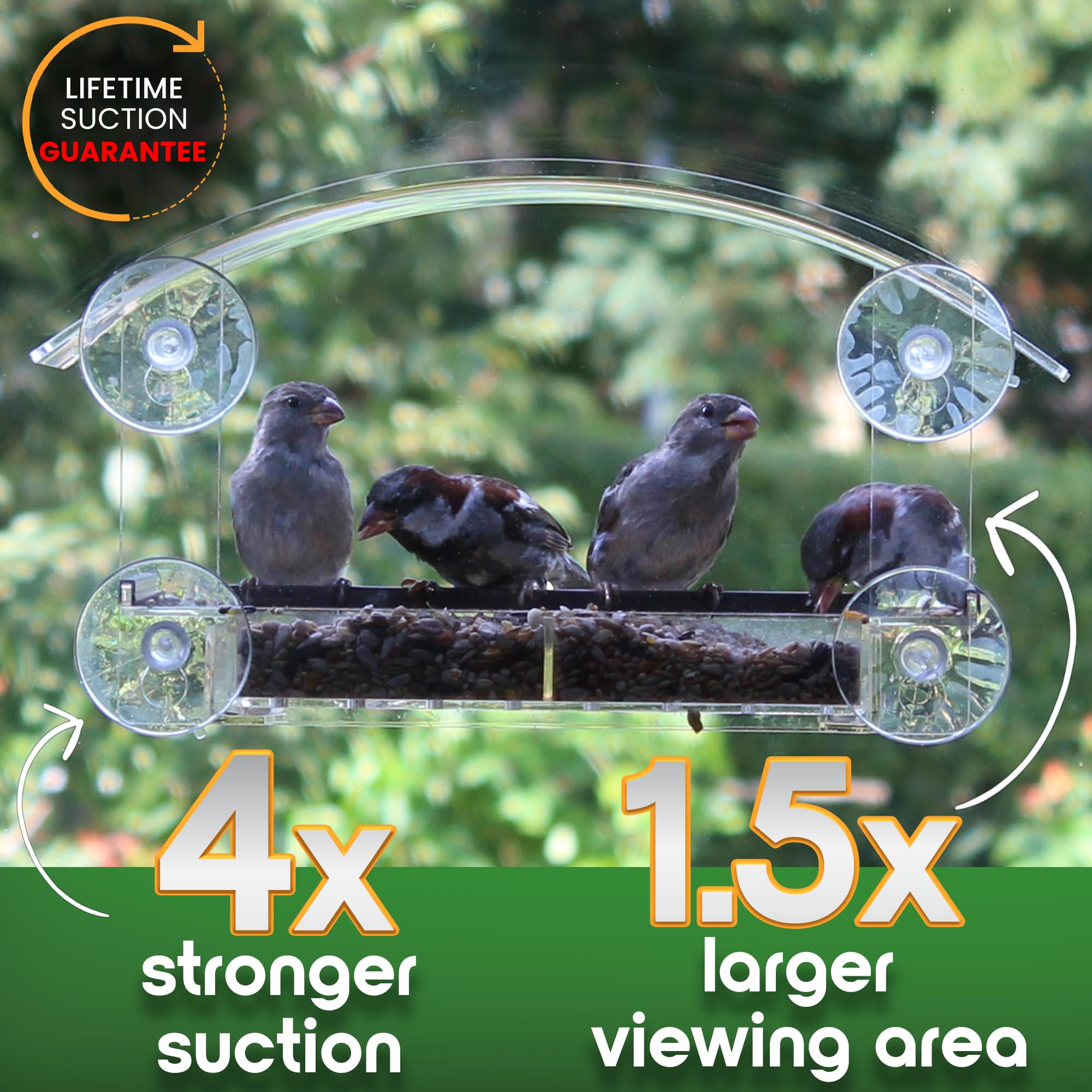 Window Bird Feeder with Strong Suction Cups - (Upgraded 2026 Model) Clear Acrylic Feeder Window for Cats Bird House Gift - Additional View