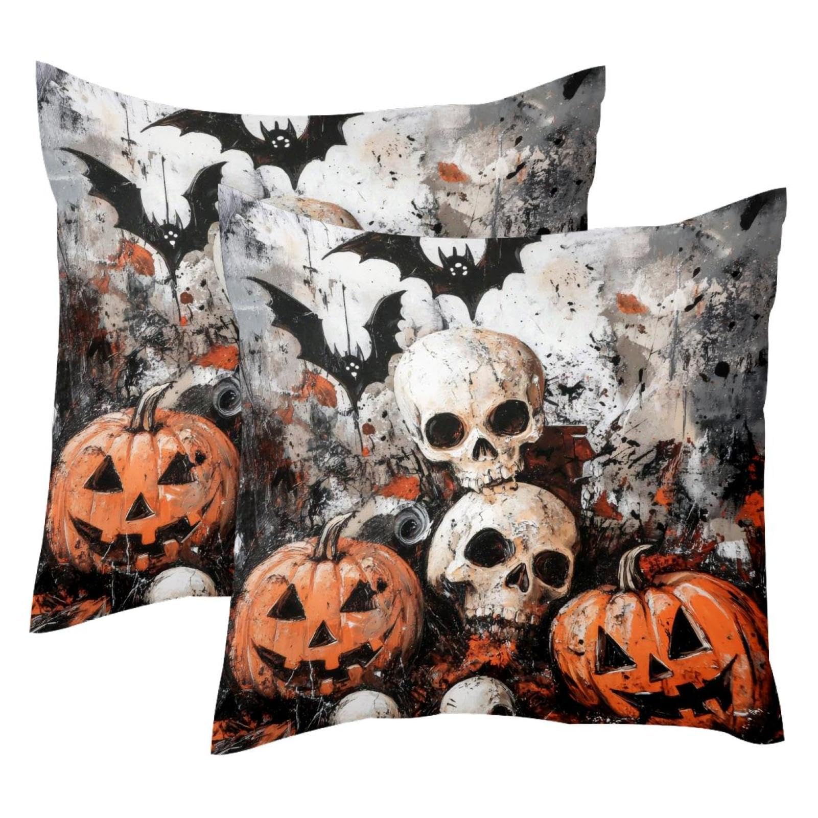 Housses de coussin velours 50x50 cm citrouille chauve-souris taie décorative Halloween