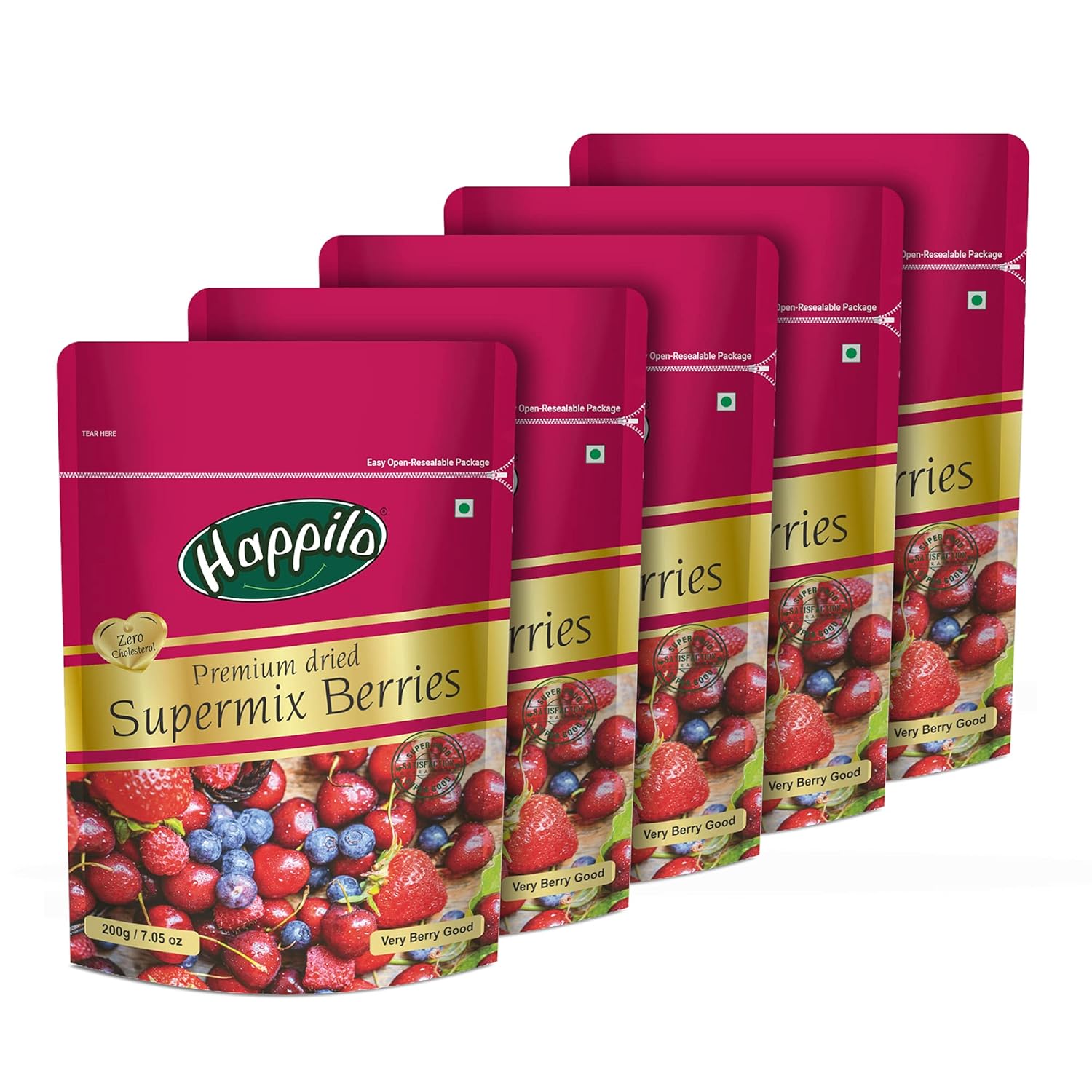 Happilo Premium Dried Super Mix Berries 200gm (Pack of 5) Tasty