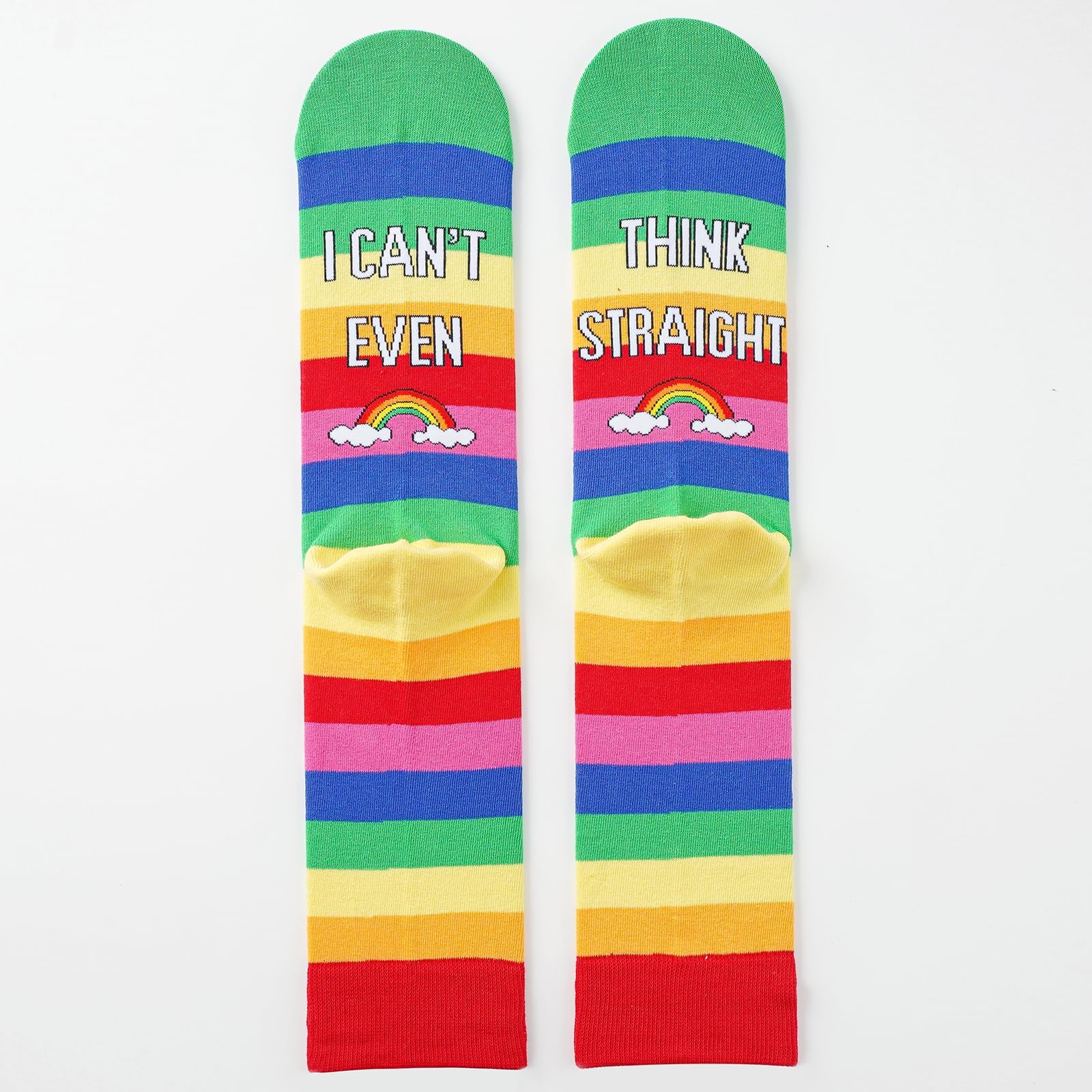 BISOUSOX Calzini Arcobaleno Calze Uomo Fantasia Calzini Colorati da Uomo a Righe Calzini Divertenti Calze Donna Cotone Calzini Pride per Gay Fifts (40-46, 1Pair-LGBTQRainbow)